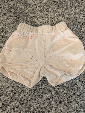 Kids Cream Shorts with Pink Speckle Print